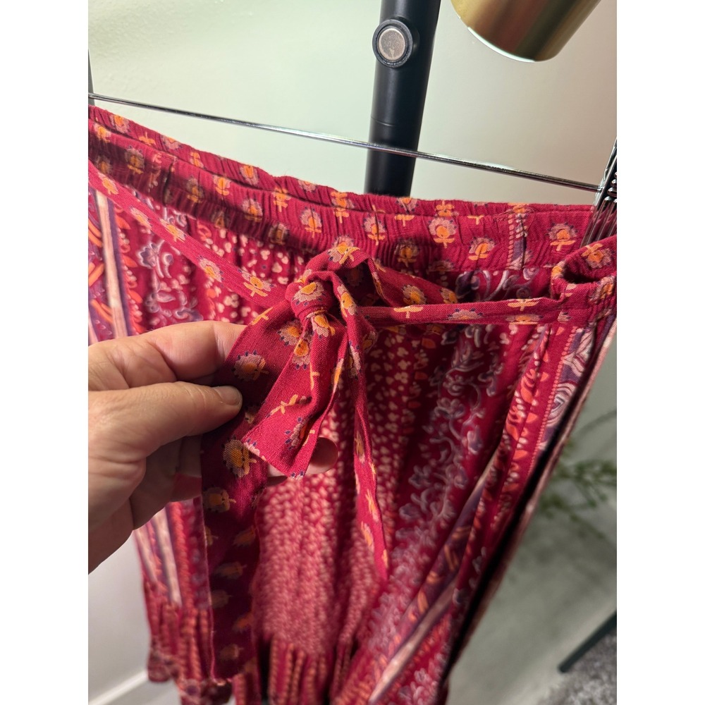 Patrons of Peace maxi tiered loose fit S/M boho hippie red paisley cotton knit s - Picture 2 of 7